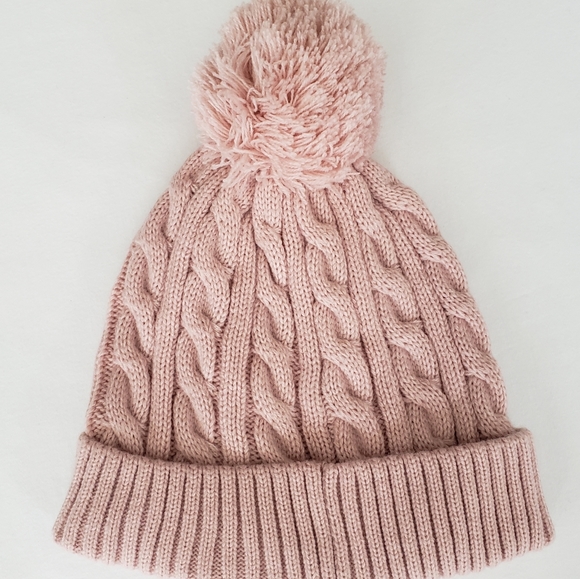 COTTON ON Poma Knit Beanie Pompom Hat Soft Pink New - Picture 5 of 6